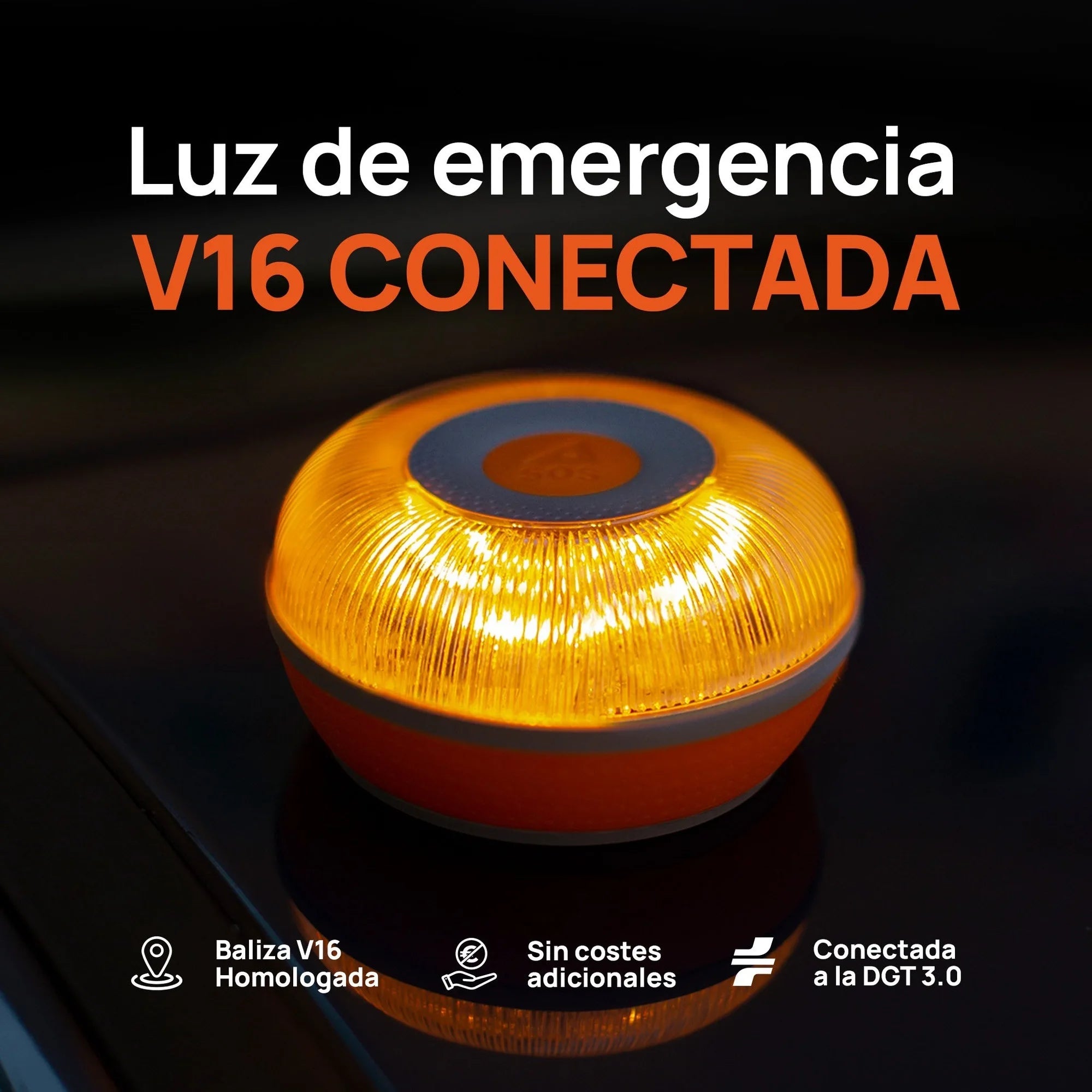 Luz de Emergencia V16 Conectada Homologada, DGT