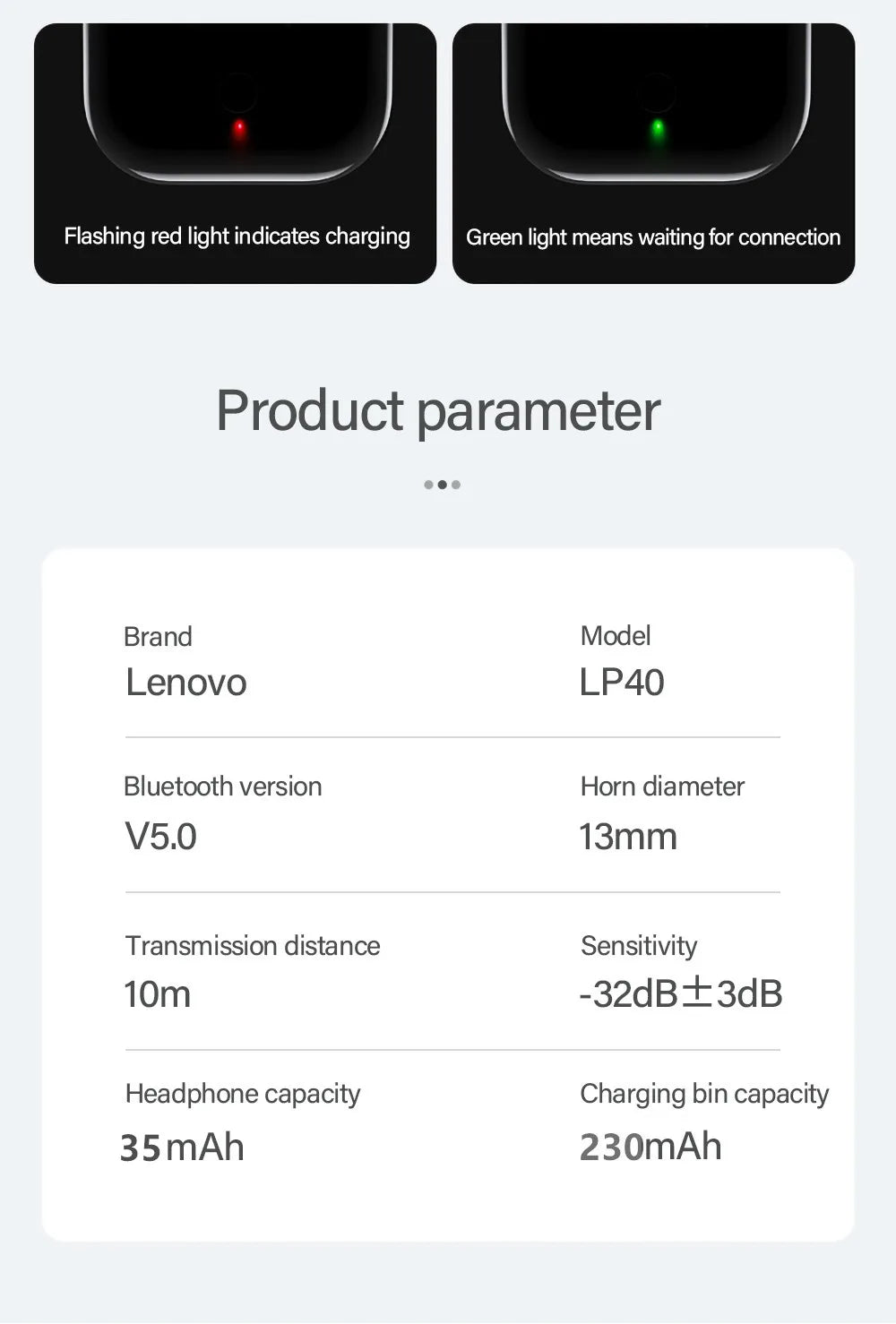 Original Lenovo LP40 auriculares inalámbricos Bluetooth Control táctil