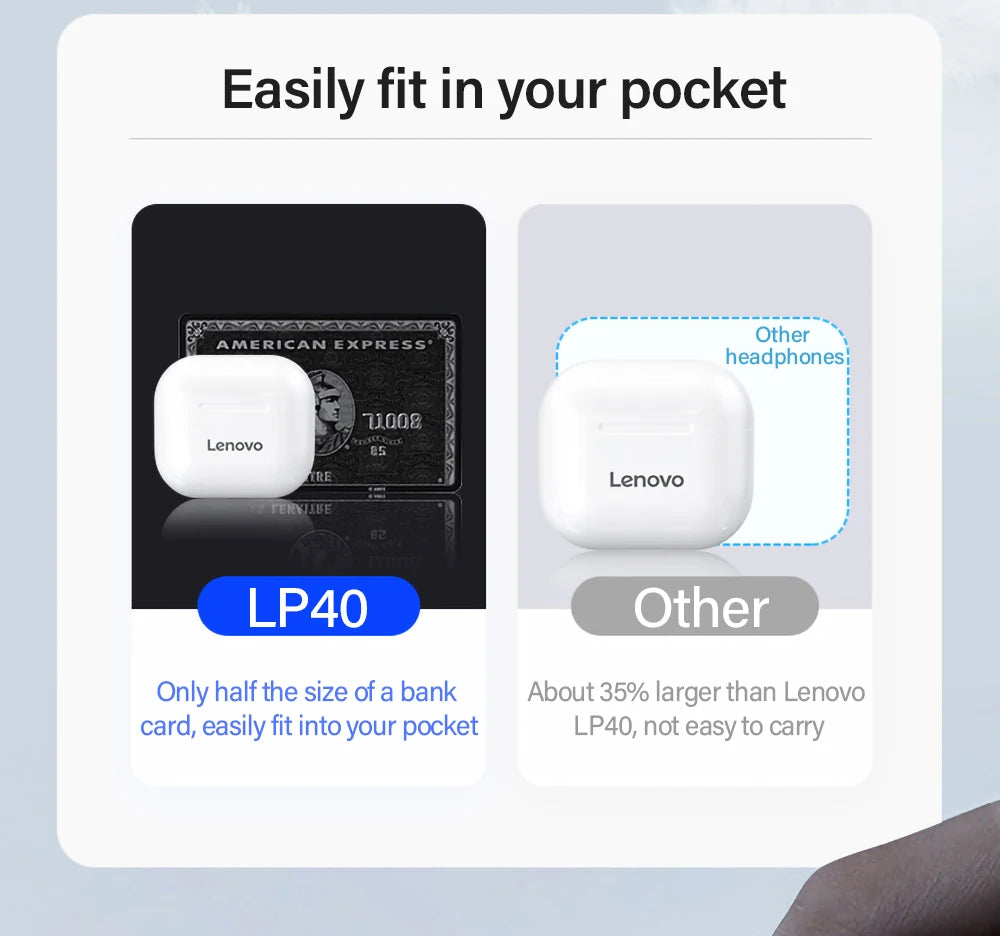 Original Lenovo LP40 auriculares inalámbricos Bluetooth Control táctil