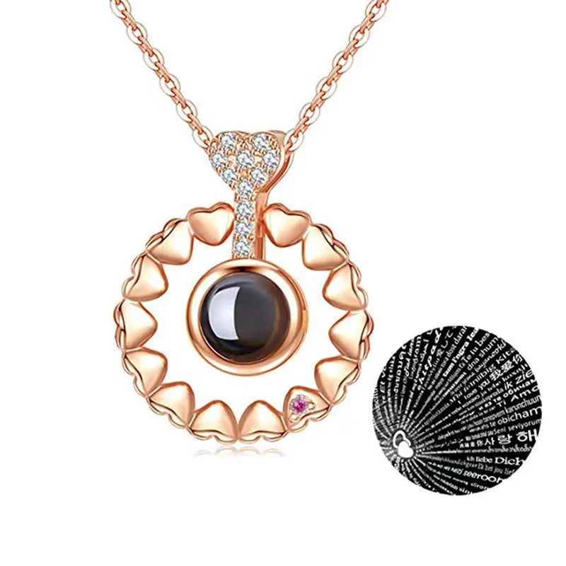 Collar de corazón de amor, Te Quiero en  100 idiomas (varios modelos)