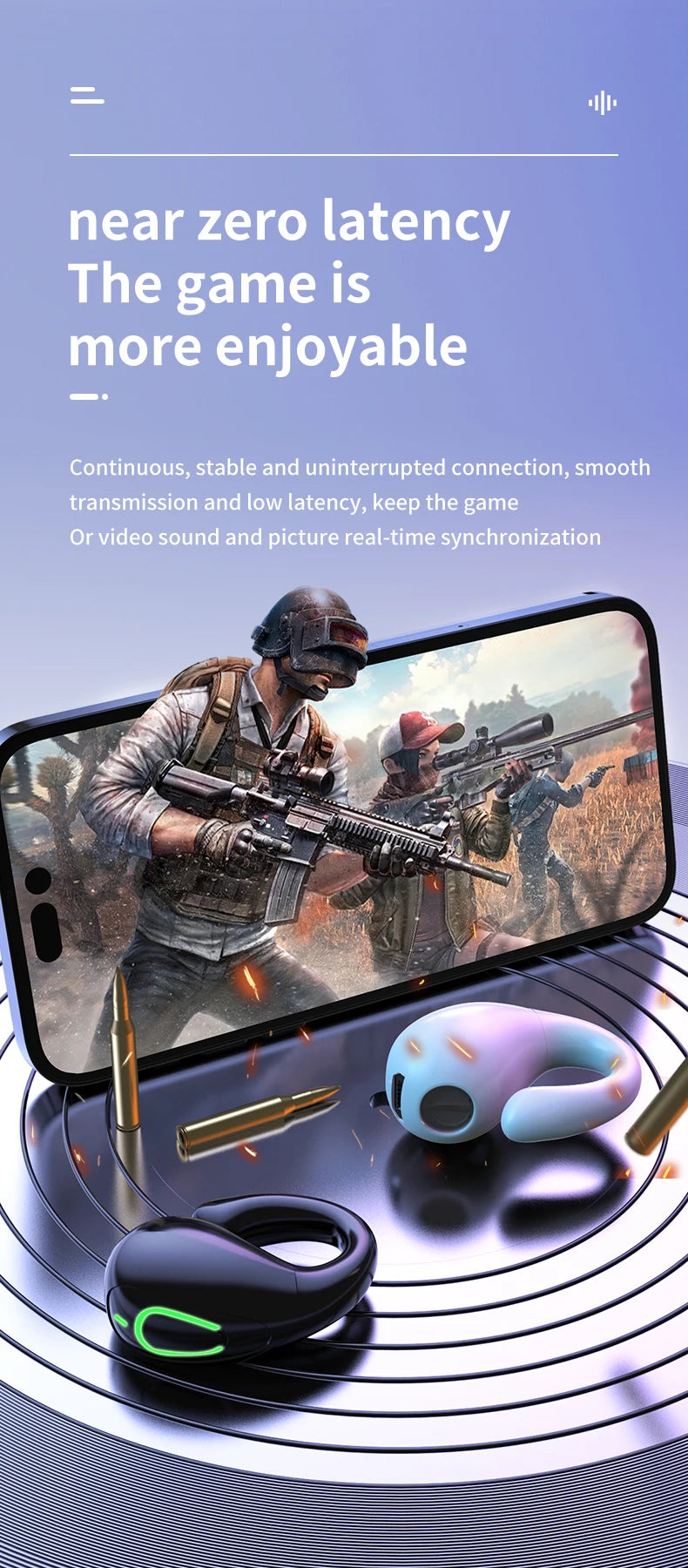 Clip de oreja auricular inalámbricos V5.3