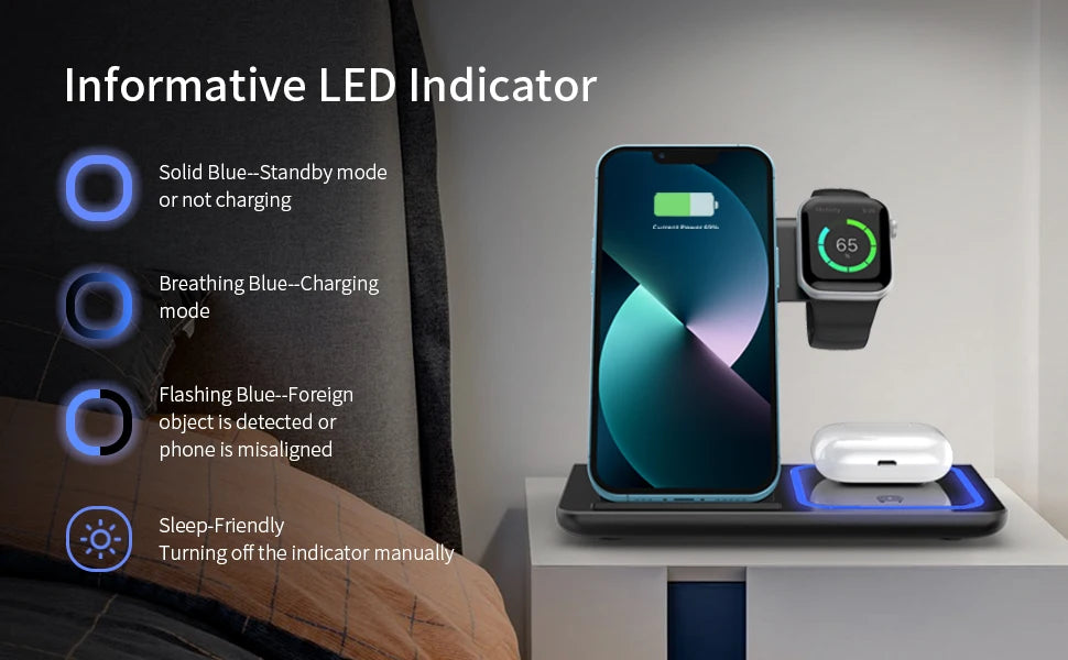 3 en 1 cargador inalámbrico  estación de carga rápida plegable para IPhone