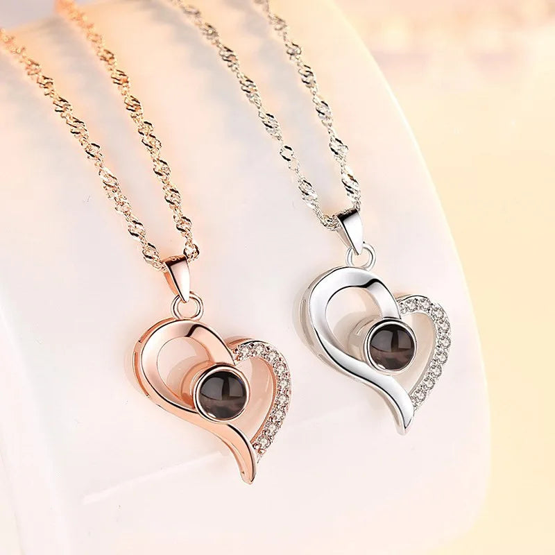 Collar de corazón de amor, Te Quiero en  100 idiomas (varios modelos)