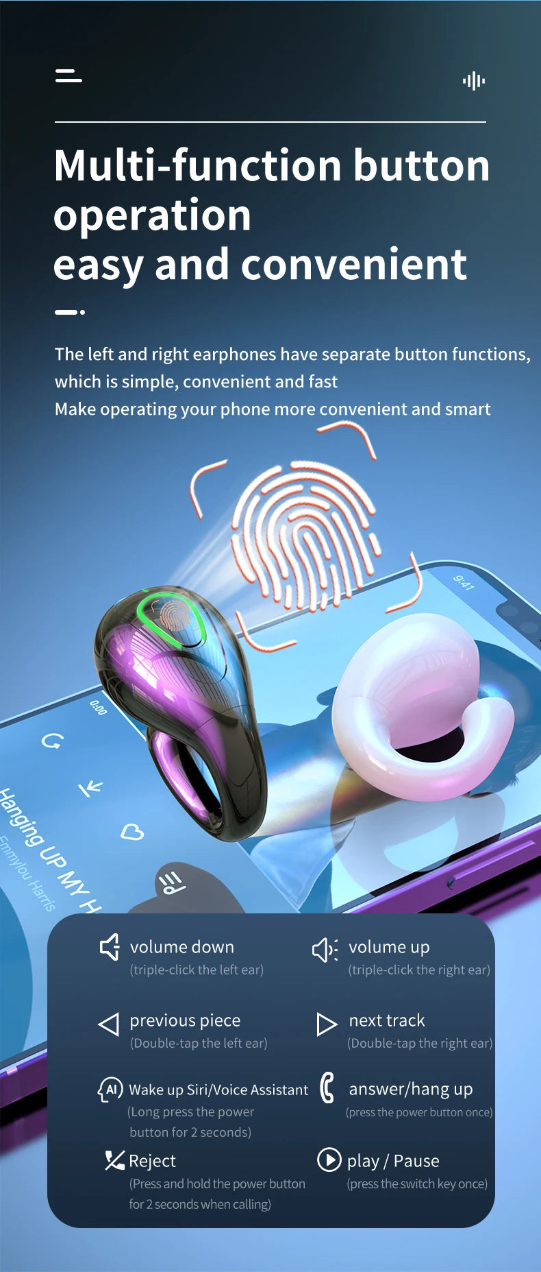 Clip de oreja auricular inalámbricos V5.3