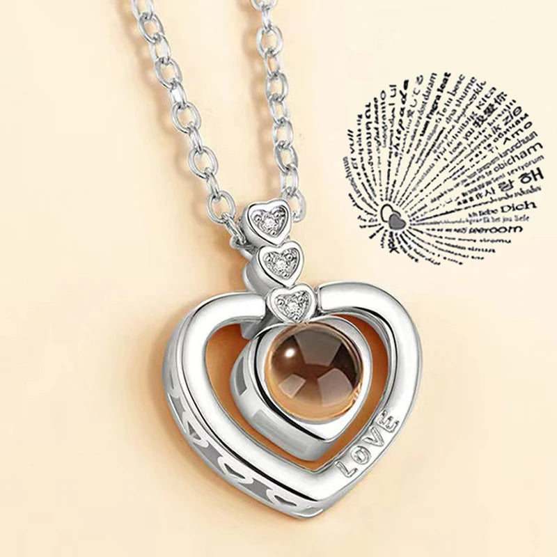 Collar de corazón de amor, Te Quiero en  100 idiomas (varios modelos)
