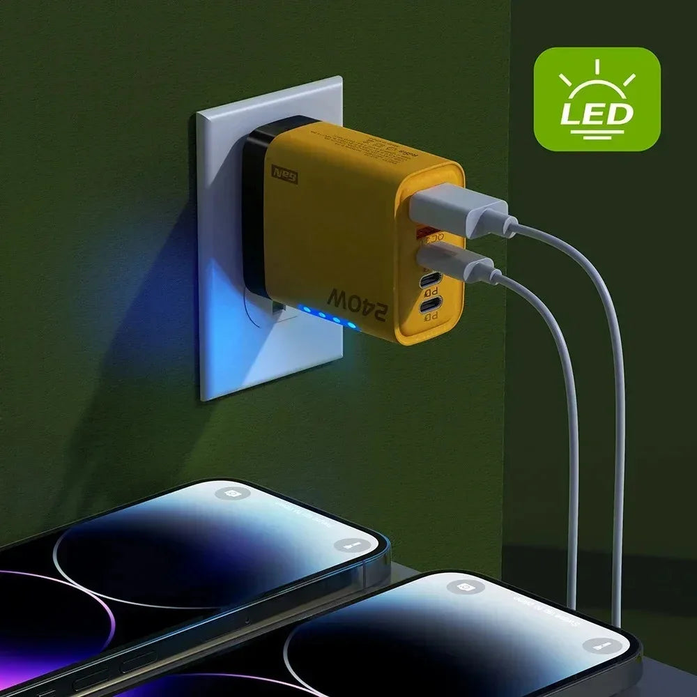 Cargador USB-C GaN 240W 5 en 1 con Carga Rápida