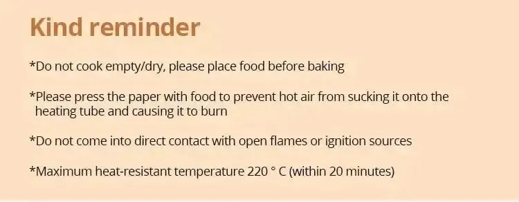 Papel desechable antiadherente para freidora de aire