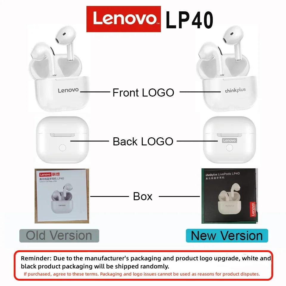 Original Lenovo LP40 auriculares inalámbricos Bluetooth Control táctil