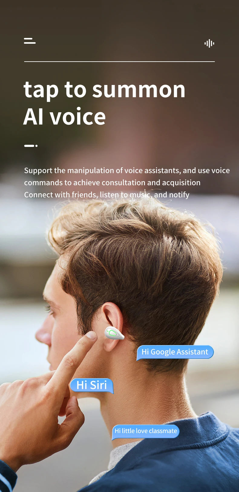 Clip de oreja auricular inalámbricos V5.3