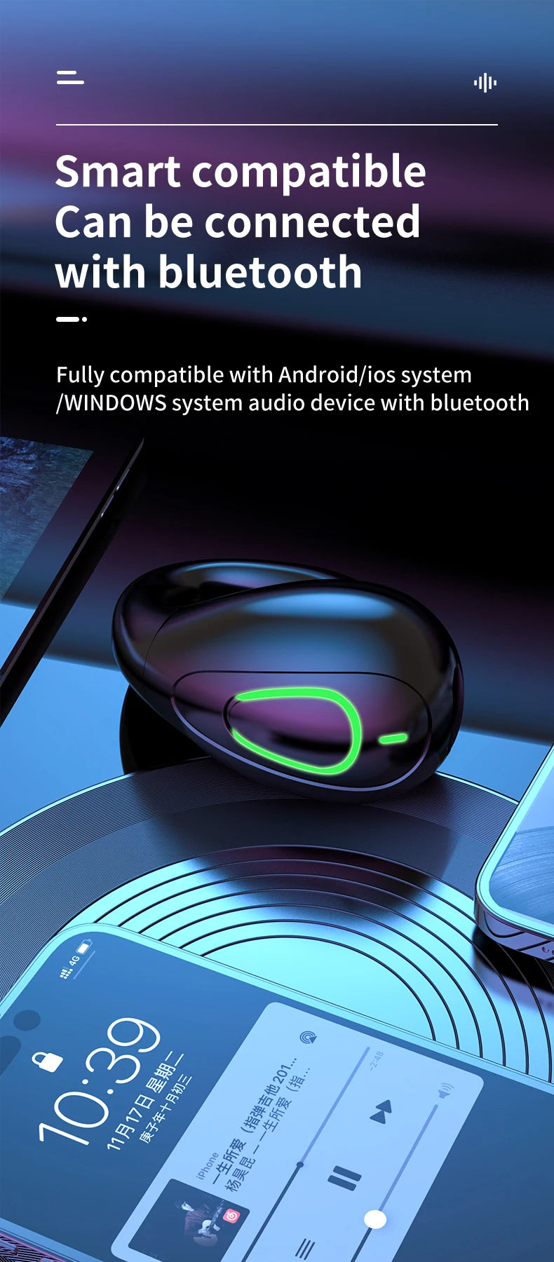 Clip de oreja auricular inalámbricos V5.3