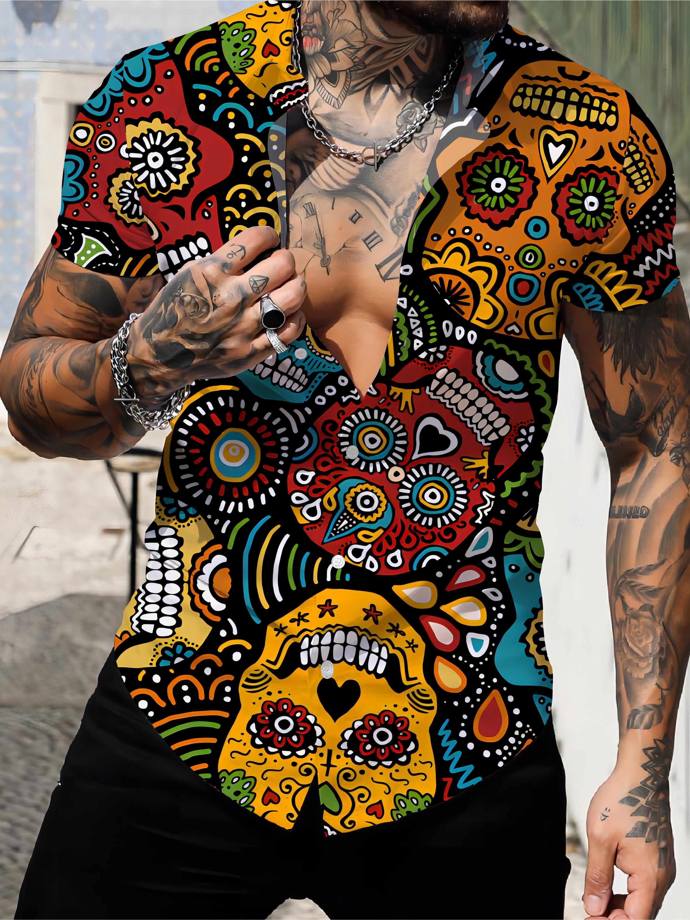 Camisa Día de los Muertos Hombre Estampado 3D